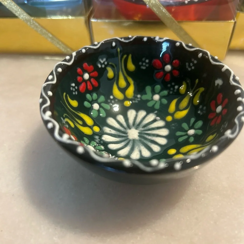 Hand painted turkish ceramic bowls vibrant party favors wedding goodies, bridal